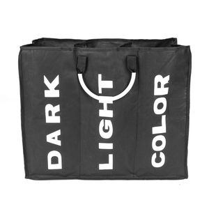 <b>Large</b> Capacity Portable Three Lattice Black Laundry <b>Basket</b> with Storage Organization - Product Image 1