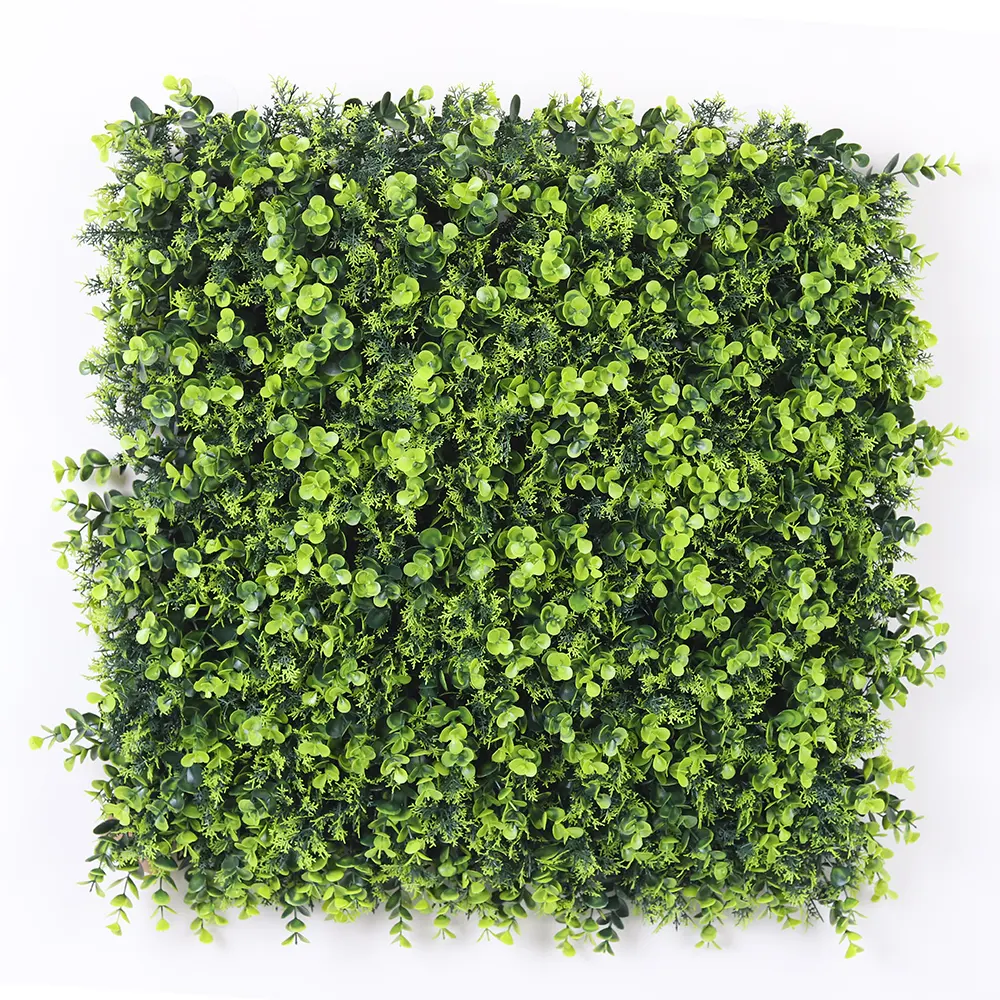 LFL Factory Wholesale Artificial Boxwood Panel Hedge Green Wall Greenary Wall Mix Eucalyptus Grass Carpet Customized Leaves