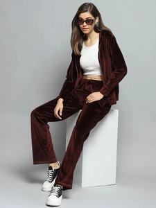 Conjunto Deportivo con Capucha para Mujer, Cierre con Cordón, Pantalones de Terciopelo de Color Sólido, Dos Piezas, Ropa Casual de Otoño, Bolsillos Laterales, Estampado Personalizado - Product Image 3