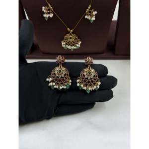 Indian Ethnic Unnati Invisible Traditional Necklace-<b>Gold</b> Plated Zirconia Fine Jewelry <b>Set</b> - Product Image 4