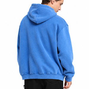 Sweat-shirts à capuche unisexe en tricot délavé, anti-plis, en molleton 100 % coton écologique, avec poche, coupe classique, vente en gros - Product Image 3