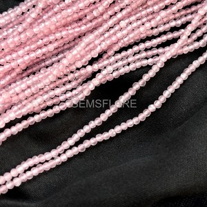 Natural Pink Chalcedony Micro Faceted Round Beads 2MM Pink Chalcedony Beads For Jewelry Making Wholesale Diamond Cut Faceted - Product Image 2