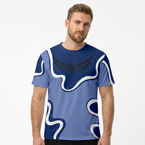 Camiseta de Manga Corta con Estampado Azul para Hombre, Cuello Redondo, Transpirable, Corte Regular, Diseño Estampado, Logotipo Frontal - Product Image 6