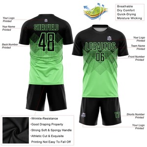 Camiseta de Fútbol Sublimada Personalizada en Verde Guisante y Negro, Uniforme de Fútbol Transpirable de Secado Rápido, Ropa Deportiva de Entrenamiento para Hombre - Product Image 5