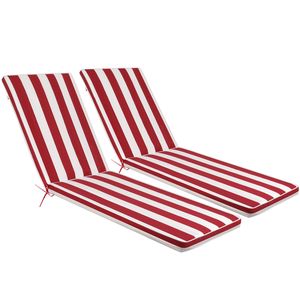 Set di 2 Cuscini di Ricambio per Sdraio da Esterno Rosso/Bianco, Cuscini Eleganti per Sedute da Patio - Product Image 1