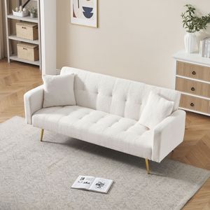 Divano Letto in Teddy Fleece Beige da 71,7 Pollici con Cuscini Decorativi di Lusso per un Comfort Migliorato - Product Image 3