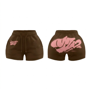 Shorts de sport pour femmes, 260 GSM, polyester et élasthanne, bleu ciel, ceinture à étoiles, impression par sublimation, logo personnalisé. - Product Image 5