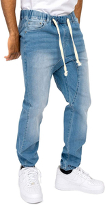 Men's Slim Fit Stonewashed Denim Jeans Mid Waist Solid <b>Color</b> Casual Cotton Straight Leg Autumn Style - Product Image 2