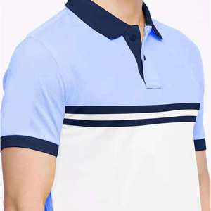 เสื้อโปโลบล็อกสีสำหรับผู้ชาย แขนสั้น สีน้ำเงิน ขาว กรมท่า เสื้อกอล์ฟลำลอง ขายส่งจากผู้ผลิต รับผลิตแบรนด์ส่วนตัว - Product Image 6