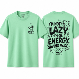 Camiseta de Manga Corta para Hombre Sangita, Color Verde Menta, Cuello Redondo, Corte Regular, Estampado de Letras con Transferencia Térmica, Transpirable, Informal, 100% - Product Image 1