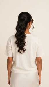 เสื้อยืดผู้หญิงฤดูร้อน สีกรมท่า ผ้าฝ้ายนุ่ม สวมใส่สบาย แขนสั้น ระบายอากาศได้ดี คุณภาพสูง ปรับแต่งได้ แฟชั่นทันสมัย คอกลม ผ้าไหม - Product Image 2