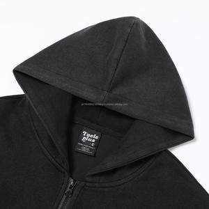 Sudaderas con capucha de estilo callejero americano para hombre, cárdigan lavado con cremallera, Sudadera de punto holgada para otoño personalizable - Product Image 3