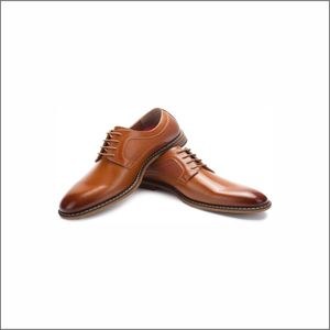 Chaussures habillées en cuir Oxford à bout pointu et lacets, marron uni, pour le bureau et les occasions professionnelles, toutes saisons - Product Image 1
