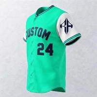 Maillot de baseball pour homme avec impression sublimée et logo blanc, 100% matériau de haute qualité, coupe régulière, fermeture à boutons, manches courtes