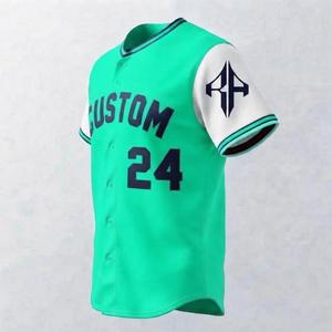 เสื้อเบสบอลพิมพ์ลายแบบ Sublimated พร้อมโลโก้สีขาวสำหรับผู้ชาย ผลิตจากวัสดุคุณภาพสูง 100% ทรงปกติ ปิดด้วยกระดุม แขนสั้น - Product Image 5
