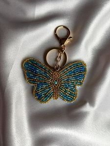 Fashionable Artisan Butterfly Beaded <b>Bag</b> Pendant Handmade Stylish Luxury Keyring for Women Purse and Wallet Decoration - Product Image 2