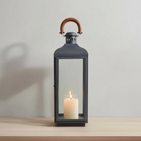Nouvel ensemble décoratif de 6 lanternes en métal et verre couleur zinc, porte-bougie pour festivals et décoration d'hôtel, personnalisable