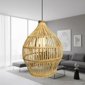 Handmade Bamboo Pendant Lamp with Woven Natural Rattan <b>Wicker</b> Lampshade Eco Friendly Ceiling Light OEM Supplier Vietnam - Product Image 1