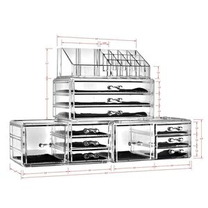 Set di 4 Portaoggetti in Plastica Trasparente per Cosmetici, Organizzatore per Trucchi, Scaffale Portaoggetti - Product Image 6