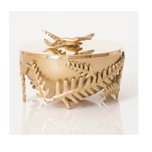 Cuenco de Latón Hecho a Mano con Diseño de Hojas, Plato Decorativo de Metal Pulido para el Hogar, Regalo con Estilo Glam - Product Image 4