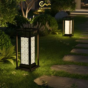 Lámpara LED de Jardín Cuadrada Contemporánea, Minimalista, Negra, de Pared, AC 220V E27 IP65, Control Táctil, para Hotel o Resort - Product Image 4
