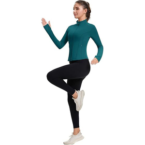 Vestes de yoga et de fitness pour femmes, grandes tailles, en nylon 100% écologique, respirantes, à séchage rapide, avec fermeture éclair, pour l'hiver, OEM ODM, vêtements de sport pour l'équitation - Product Image 2