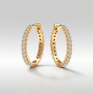 10K <b>Solid</b> <b>Gold</b> Lab Grown Diamond Eternity Hoop Earrings Fine Jewelry Elegant Diamond <b>Huggie</b> Hoops Custom Jewelry Manufacturer OE - Product Image 1