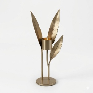 Portavelas de Metal de Aluminio con Diseño Acanalado Estilo Boho para Centros de Mesa de Hogar, Oficina, Fiestas y Celebraciones - Product Image 1