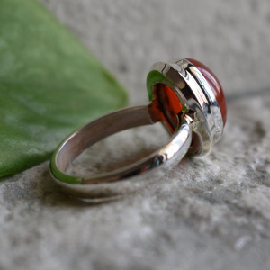 Bague en argent sterling 925 avec pierre précieuse en cornaline taille ovale, idéale pour un cadeau de mariage, de Noël ou de la Saint-Valentin - Product Image 2