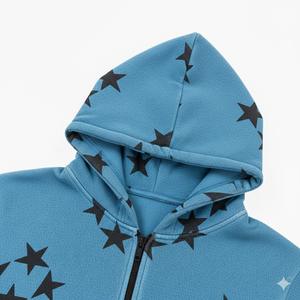 Sudadera con capucha de estilo urbano personalizado, de tejido grueso, con estampado serigrafiado en relieve, bordada, con hombros caídos, estilo vintage y lavado ácido. - Product Image 4