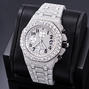 Montre chronographe automatique de luxe pour homme, acier inoxydable, carrée, 41 mm, analogique, quartz, sertie de diamants, boucle à fermoir, usage quotidien - Product Image 3