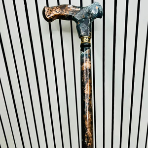 Bastón de Paseo de Diseño Artesanal en Madera de Palisandro con Acabado de Cobre Negro Pulido y Mármol, Multifuncional para Navidad y Acción de Gracias - Product Image 1