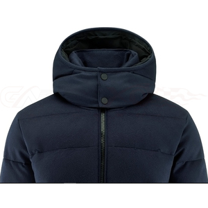 Chaqueta Acolchada con Capucha Azul Marino para Hombre, con Cierre de Cremallera, Cortavientos, Abrigo de Invierno, Estilo Casual, Relleno Grueso de Algodón, Ribete de Piel - Product Image 5