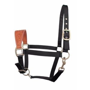 Cabestro para Caballo Negro Bronc de Nailon con Cabezal de Cuero Repujado, Ajustable, Duradero, Estilo Western, para Equitación - Product Image 6