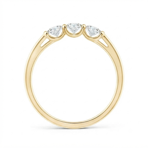 Anillo de Compromiso Clásico para Mujer con Tres Diamantes Redondos de Corte Brillante, Certificado IGI, Oro Amarillo de 14K, Regalo para Ocasiones Especiales y Fiestas - Product Image 1