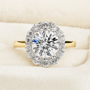 Juego de anillo de compromiso de moissanita de 4 puntas original corte brillante blanco sólido 14K/18k oro IGI certificado regalo de fiesta para ella - Product Image 1