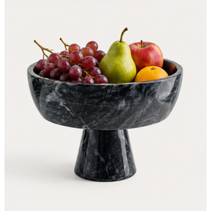 Vente en gros de bols sur piédestal en marbre noir de luxe, plateau à fruits en pierre naturelle sur pied, centre de table décoratif pour la décoration de la maison et des hôtels - Product Image 2