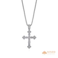 Collar con Colgante de Cruz de Plata 925 y Moissanita para Hombre y Mujer, Joyería Hip Hop