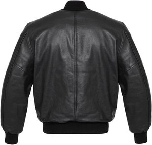 Veste en cuir de baseball personnalisée, noire, en cuir véritable, fermeture éclair, style universitaire, veste bomber, style collège, veste en cuir de baseball - Product Image 2