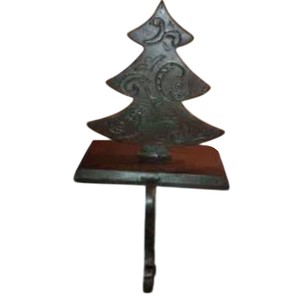 Support de chaussette de Noël en fonte robuste avec base antidérapante, crochets rennes en bronze antique pour cheminée - Product Image 2