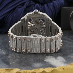 Luxury Iced Out <b>Skeleton</b> Moissanite <b>Watch</b> Rose Gold Silver Hip Hop Jewellery Statement Timepiece Bust Down Shine - Product Image 3