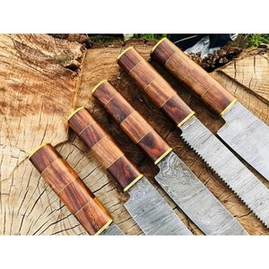 Juego de Cuchillos de Chef Profesionales de Acero de Damasco Hechos a Mano por Ahmad Fabric, 5 Piezas, Mango de Resina, Funda de Cuero, Diseño Moderno, Personalizable - Product Image 4