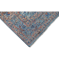 Tapis en laine noué à la main de qualité supérieure - Tapis persan traditionnel à poils ras bleu et ivoire pour salon, chambre et hôtel