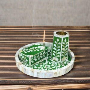 ชุดเครื่องเขียน bakhoor แบบฝังไม้จันทน์พร้อมกล่องอะคริลิคเป็นมิตรกับสิ่งแวดล้อมแม่ของไข่มุกกลิ่นหอมจากไม้ธรรมชาติ - Product Image 1