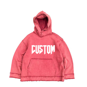 Sweat à capuche surdimensionné personnalisé de haute qualité pour homme, avec impression en relief, effet vieilli, en coton délavé à l'acide, motif graphique, en molleton épais - Product Image 4
