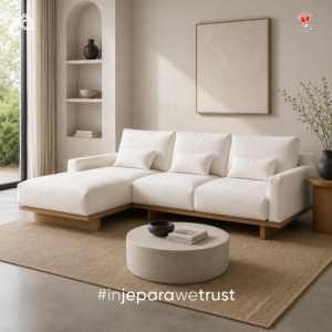 Sofá Seccional de Tela en Forma de L, Moderno y de Lujo, para Sala de Estar, Cómodo Sofá para Villa - Artesanía en Madera de Jepara, Indonesia, de Primera Calidad - Product Image 6