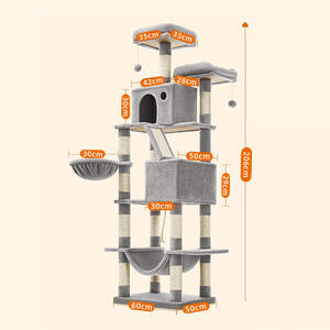 เสาบ้านต้นไม้แมวแบบโมเดิร์นติดเพดานทนทาน4ระดับทำจากไม้เนื้อแข็งสีเทา - Product Image 2
