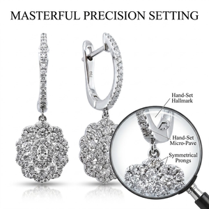 Luxury 18K White Gold Natural <b>Diamond</b> Drop <b>Earrings</b> Huggie Hoop Floral Cluster <b>Dangle</b> for Women Custom MOQ 1pc - Product Image 2