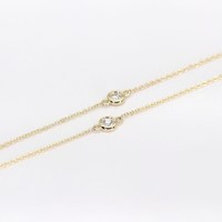 Kalung Liontin Berlian Emas 18K Minimalis dengan Rantai Geometris Bertabur Berlian dan Liontin Berlian yang Dapat Digeser