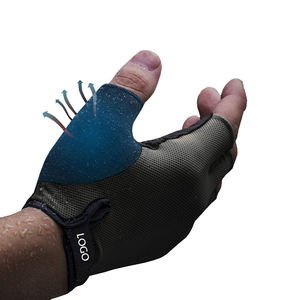 Gants de cyclisme unisexes en cuir de qualité supérieure, demi-doigts, extensibles, avec fermeture à cordon, respirants, rembourrés, paume antidérapante en silicone, été - Product Image 1